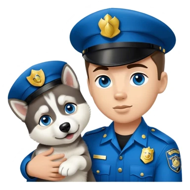 Siberian husky with baby blue eyes with a young black male cop sticker