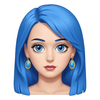 Katy Perry with blue eyes, blue long hair sticker