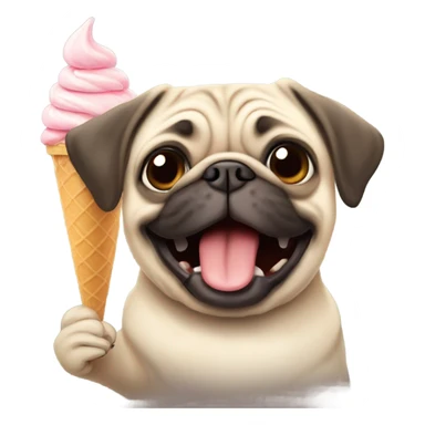 Pug licking icecream cone sticker