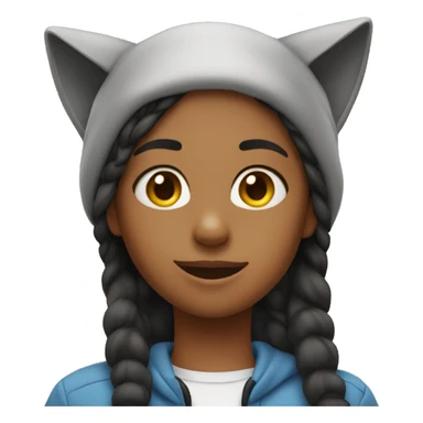 Girl with cat ear hat on sticker