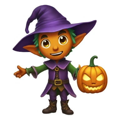 pumkin elf male casting a spell sticker