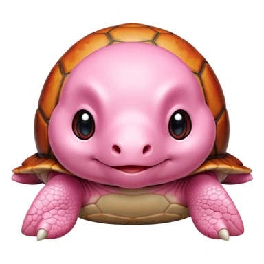 light pink turtle with a perfectly round head (not oval) in chibi style, red shell, cute, adorable, looks like a stuffed animal with no details in skin sticker