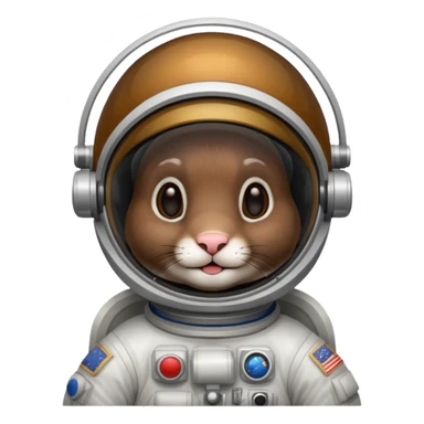 dark brown rabbit astronaut sticker