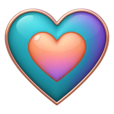 I need a teal, orange , purple, and rose gold Heart emoji that looks like a cartoon  sticker
