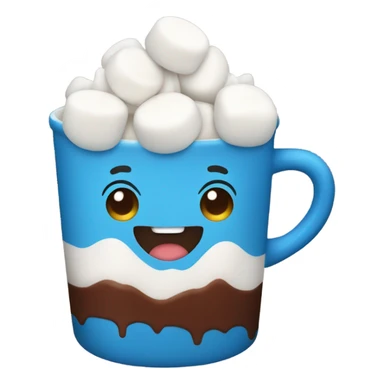blue cup of chocolate with marshmallows sticker
