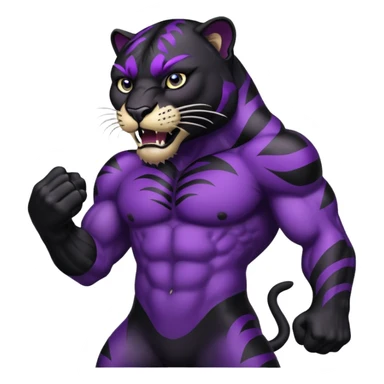 Aggressive Panther emoji with black and purple coloring sticker