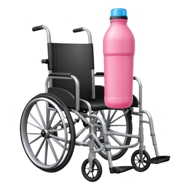 Pink water bottle sitting on a wheelchair with cars   sticker
