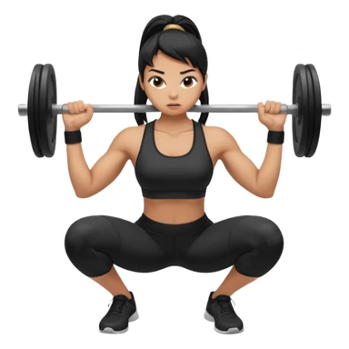 Women with long black ponytail doing a squat sticker