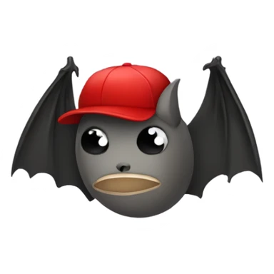 a sad bat in a cave wearing a red cap sticker