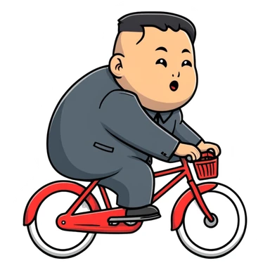 Kim Jong Un riding a bicycle from side view sticker