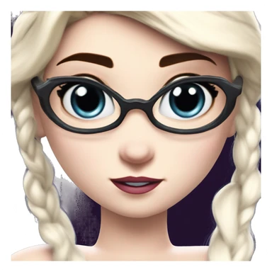 Plushie wholesome nerd Elsa in Marvel Avengers style, oil paint, mysterious eyes, intricate lips, masterpiece pose, odd perspective, beautiful, desirable, logical sticker