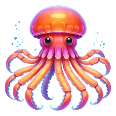 Neon glowing jellyfish-crab-squi sticker