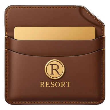 Resort Keycard & Holder: A sleek magnetic keycard paired with a leather card holder embossed with the resort logo.
 sticker