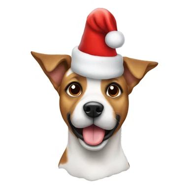 Dog wearing a Christmas hat sticker