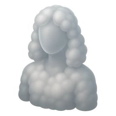 matte glass style, person made of white convex fluffy clouds, shoulder length, front view sticker