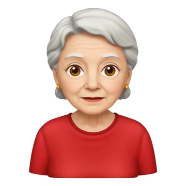 elderly woman with red shirt sticker