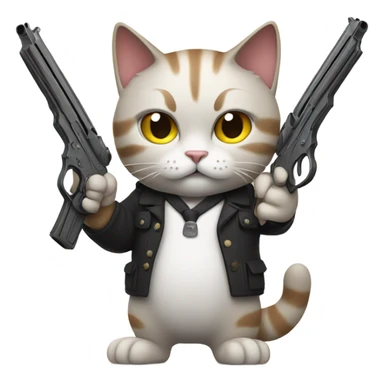 Cat with guns sticker