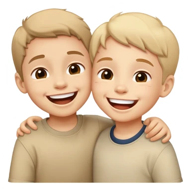 two children laughing together, happy and friendly sticker