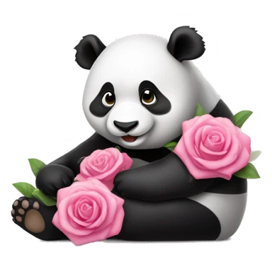 Un panda heureux avec un fond rose sticker