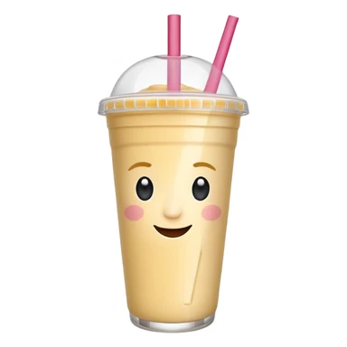 un vector de vaso de batido animado, de caricatura, con tapa y pitillo, que tenga brazos y piernas, cara tierna y que inspire confianza y amabilidad sticker