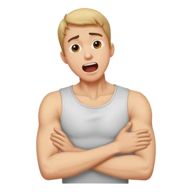 Man crossing his arms holding his neck screaming sticker