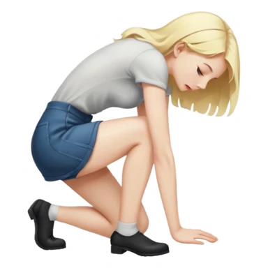 Naked blonde girl bending over  sticker