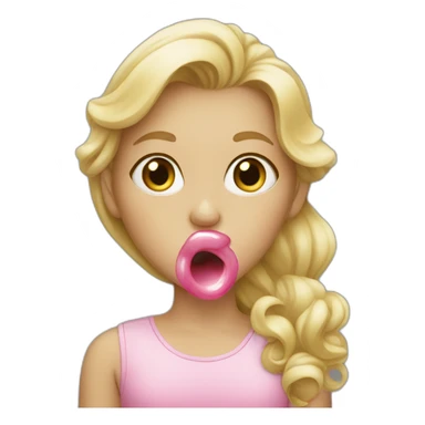 blonde girl chewing bubble gum sticker
