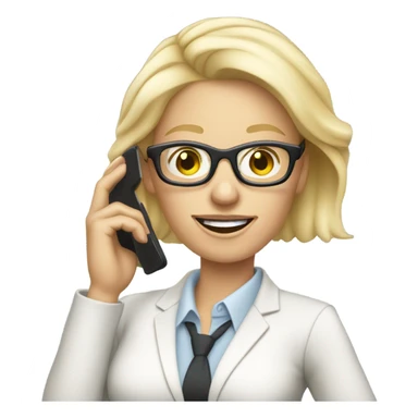 Blonde pale businesswoman wearing glasses talking on her cell phone sticker