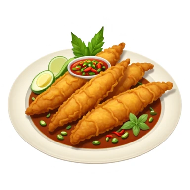 indonesian fried food with chili on a plate sticker