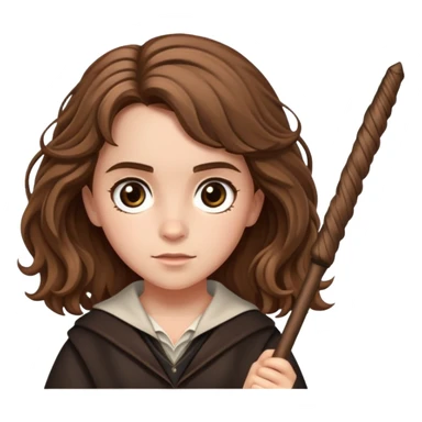 Hermione Granger with bushy hair and wand sticker