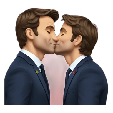 Emmanuel Macron kissing Justin Trudeau sticker