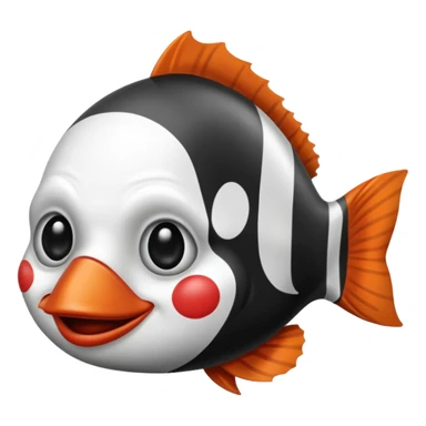 Poisson clown noir et blanc sticker