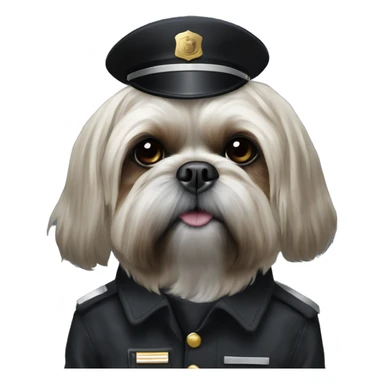 All black shih tzu in security uniform sticker