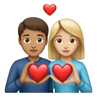 Two people holding half a heart up sticker