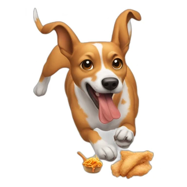 flying dog eating chicken sticker