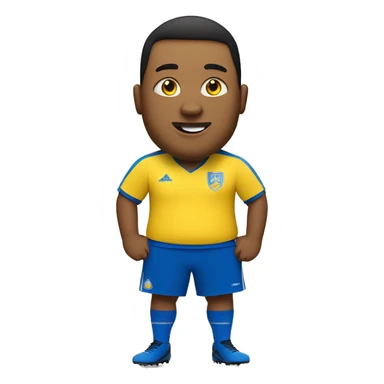 Fat soccer player in yellow shirt and blue shorts and blue socks sticker
