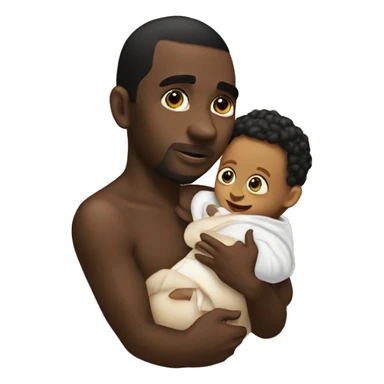 Pdiddy holding a baby sticker