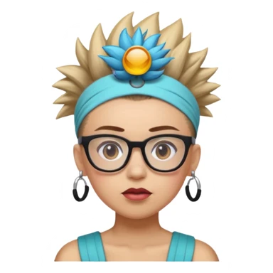 extreme mohawk person face headband glassess lots of makeup sticker