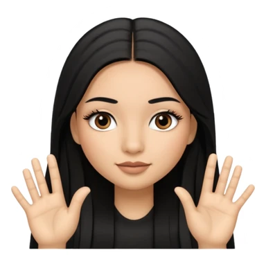 latina girl with straight long hair thats black memoji with nail no lipstick thats a baddie with lashes with 5 fingers sticker