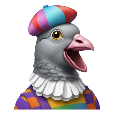 pigeon in silly clown costume and wig sticker