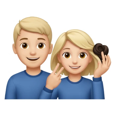 a boy putting a girls hair behind her ear gesture sticker
