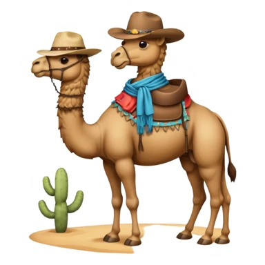 A full body camel with a cowboy hat and without the person on him sticker
