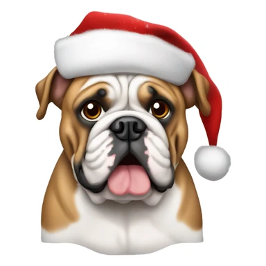 English bulldog with christmas hat sticker