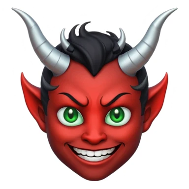 devil emoji in gothic palette with black and green colors, elegant horns, sinister smile, modern goth aesthetic sticker