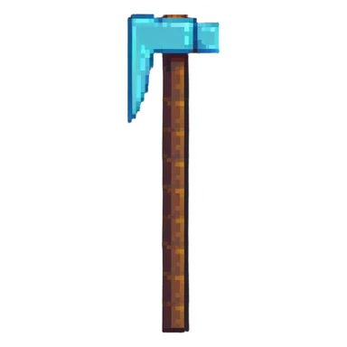blocky minimal square pixel art Minecraft pickaxe, very simple shapes sticker