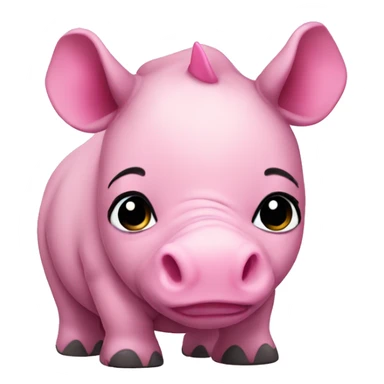Girly and cute pink rhino sticker