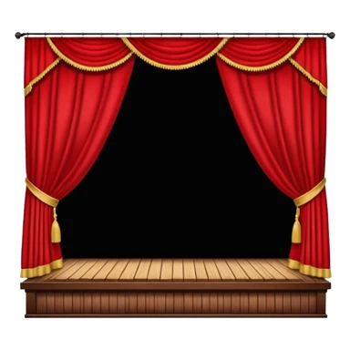 theater, red curtains , wooden stage sticker