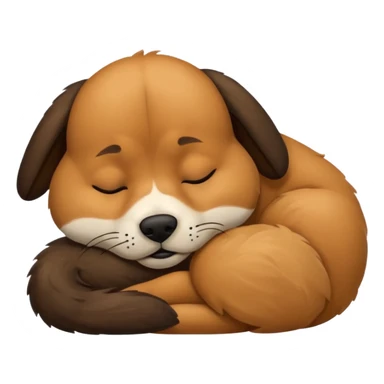 sleeping dog with black snout and brown body  sticker