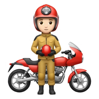 A boy stand with Motorbike sticker
