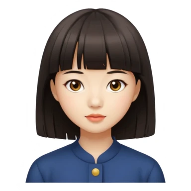 asian girl blunt fringe shoulder length hair sticker